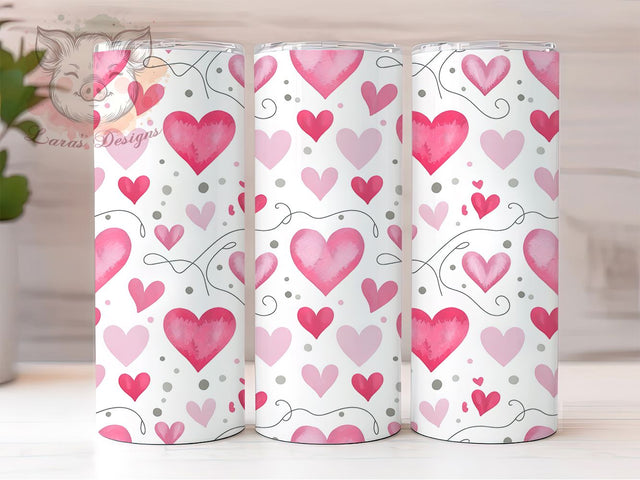 Watercolor Heart Love Tumbler, Love Theme, Romantic Wrap, Sublimation Art, 20oz Tumbler, Cute Design, Festive Pattern Sublimation Lara' s Designs 