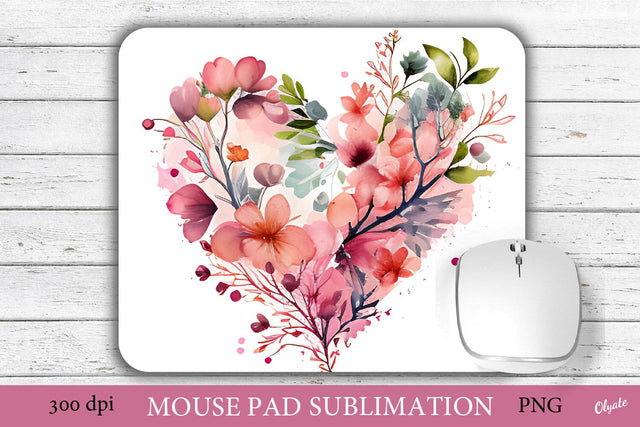 Watercolor Heart Mouse Pad PNG. Mouse Pad Sublimation PNG Sublimation Olga Terlyanskaya 