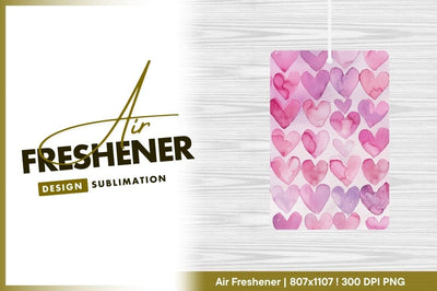 Watercolor heart pattern background air freshener png Sublimation Regulrcrative 
