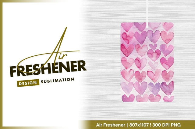 Watercolor heart pattern background air freshener png Sublimation Regulrcrative 