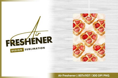 Watercolor Heart Shaped Cherry Pies Repeating Pattern on Pink Background Sublimation Regulrcrative 