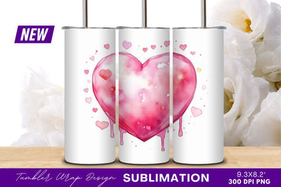 Watercolor heart with drips for valentines day Sublimation Regulrcrative 