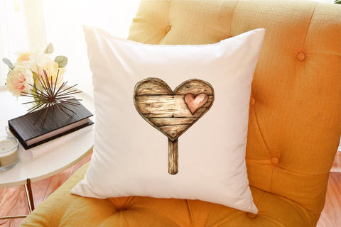 Watercolor Heart Wooden Sign Clipart Sublimation designartist 