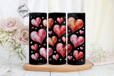 Watercolor Hearts 20oz Tumbler Wrap Sublimation sassyprint 