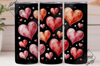 Watercolor Hearts 20oz Tumbler Wrap Sublimation sassyprint 