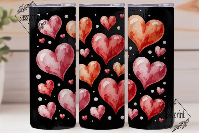 Watercolor Hearts 20oz Tumbler Wrap Sublimation sassyprint 