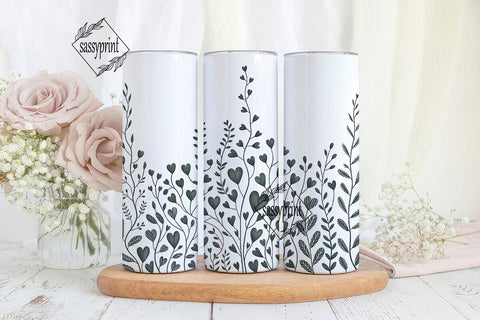 Watercolor Hearts Floral 20oz Tumbler Sublimation sassyprint 