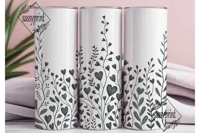 Watercolor Hearts Floral 20oz Tumbler Sublimation sassyprint 
