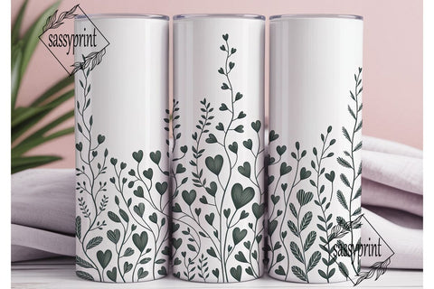 Watercolor Hearts Floral 20oz Tumbler Sublimation sassyprint 