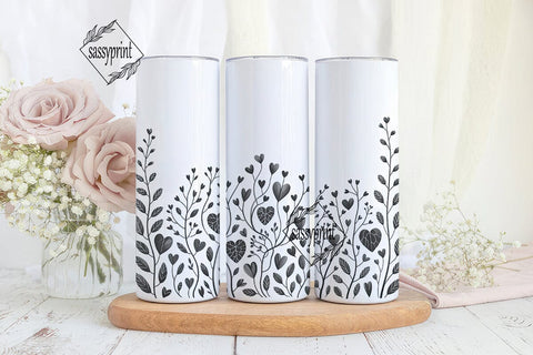 Watercolor Hearts Floral 20oz Tumbler Sublimation sassyprint 