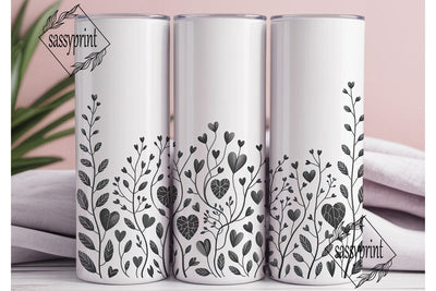 Watercolor Hearts Floral 20oz Tumbler Sublimation sassyprint 