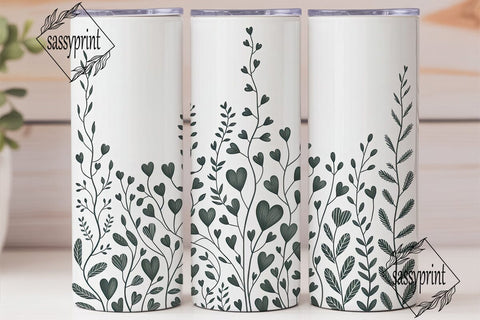 Watercolor Hearts Floral 20oz Tumbler Sublimation sassyprint 