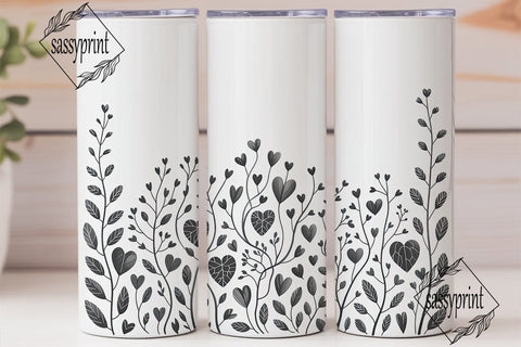 Watercolor Hearts Floral 20oz Tumbler Sublimation sassyprint 