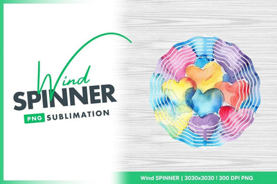 Watercolor hearts illustration wind spinner round png Sublimation Regulrcrative 