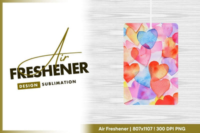 Watercolor Hearts in Various Colors Overlapping on White Background Sublimation Regulrcrative 