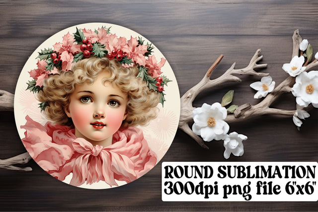 Watercolor Holiday Round Keychain Design Retro Christmas Sublimation afrosvg 