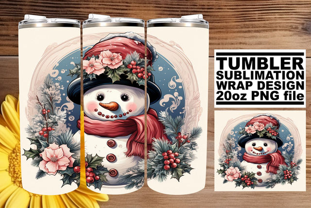 Watercolor Holiday Tumbler Wrap - Retro Christmas 20oz Sublimation afrosvg 