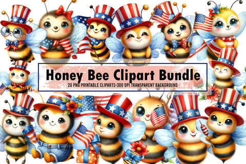 Watercolor Honey Bee Clipart Bundle Sublimation designartist 