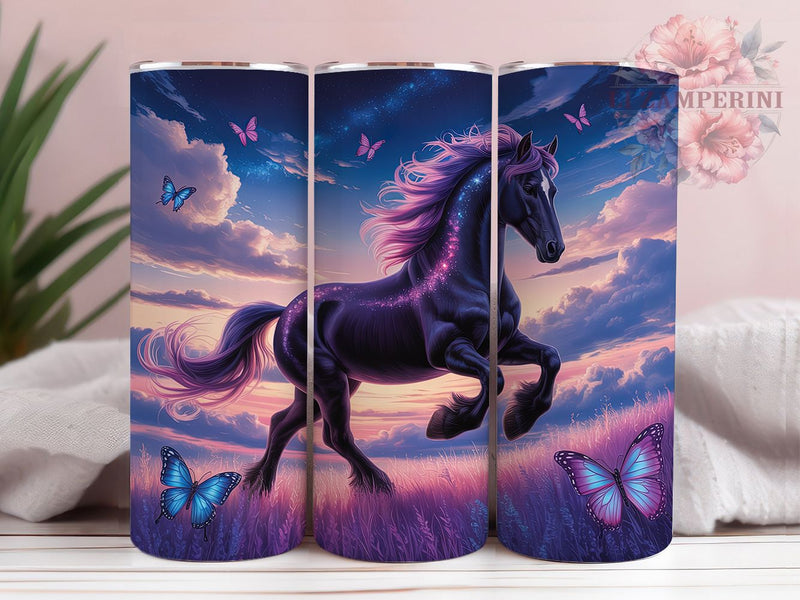 Watercolor Horse Butterfly Pastel Tumbler, Butterfly Wrap, Equine Tumbler, Pastel Design, Nature Cup, Sublimation Tumbler, 20Oz Cup Sublimation Li Zamperini 