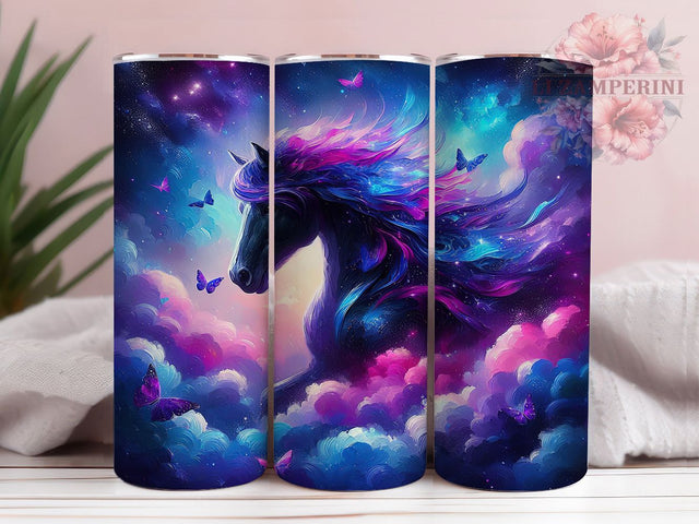 Watercolor Horse Butterfly Pastel Tumbler, Butterfly Wrap, Equine Tumbler, Pastel Design, Nature Cup, Sublimation Tumbler, 20Oz Cup Sublimation Li Zamperini 