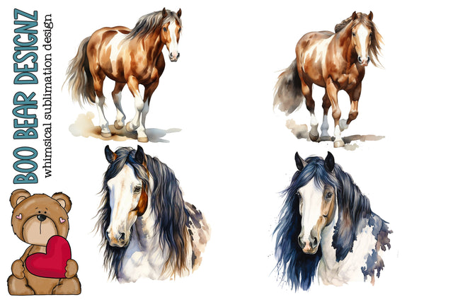 Watercolor Horse CLipart Sublimation Boo Bear Designz 