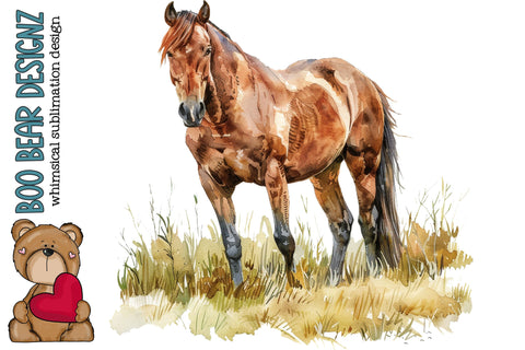 Watercolor Horse Clipart Sublimation Boo Bear Designz 