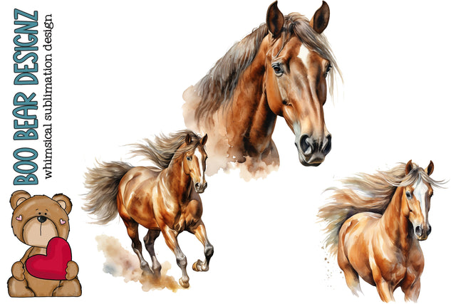 Watercolor Horse Clipart Sublimation Boo Bear Designz 