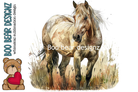 Watercolor Horse Clipart Sublimation Boo Bear Designz 