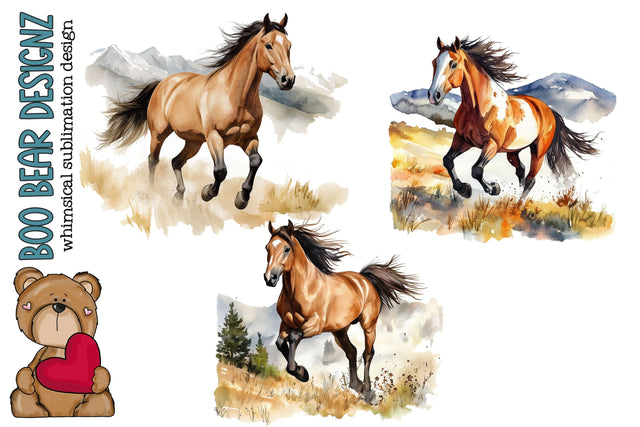 Watercolor Horse Clipart Sublimation Boo Bear Designz 