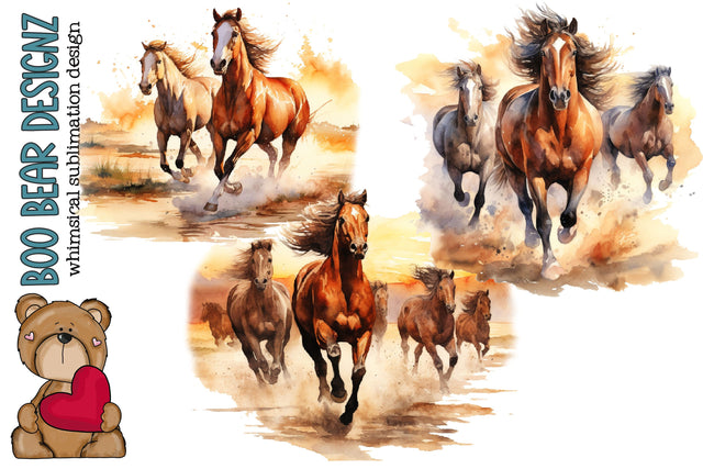 Watercolor Horse Clipart Sublimation Boo Bear Designz 