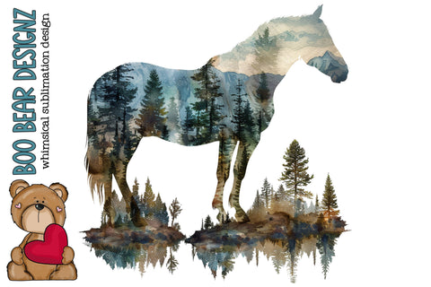 Watercolor Horse Clipart Sublimation Boo Bear Designz 