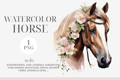 Watercolor Horse PNG For Sublimation, Journals, Scrapbook Sublimation BijouBay 