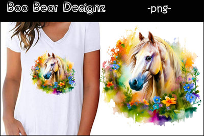 Watercolor Horse Sublimation design Sublimation Boo Bear Designz 