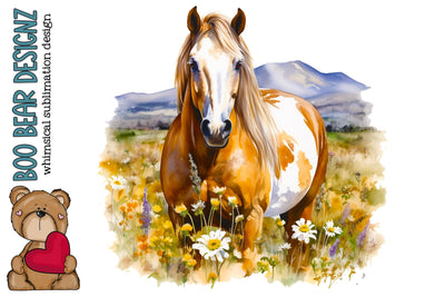Watercolor Horse Sublimation design Sublimation Boo Bear Designz 