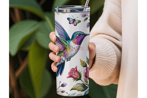 Watercolor Hummingbird 20oz Tumbler Sublimation DesignSVG 