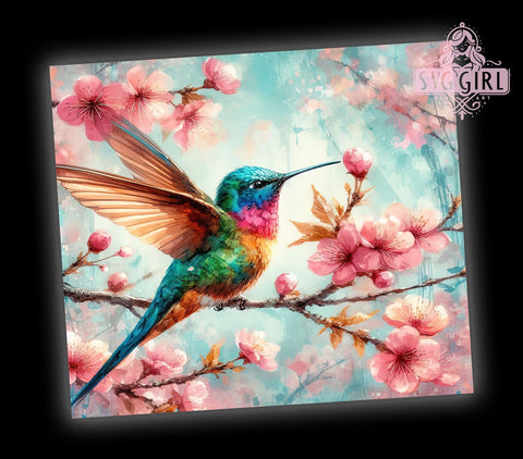 Watercolor Hummingbird 20oz Tumbler Wrap Sublimation Design, Straight Tapered Tumbler Wrap, Colorful Humming Bird Tumbler Png, Instant Digital Download Sublimation SvggirlplusArt 