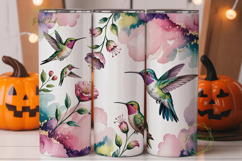 Watercolor Hummingbird 20oz Tumbler Wrap Sublimation PixelChick 