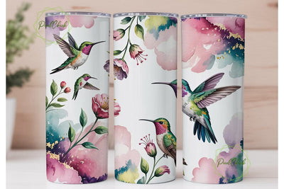 Watercolor Hummingbird 20oz Tumbler Wrap Sublimation PixelChick 