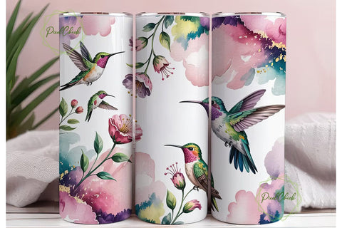 Watercolor Hummingbird 20oz Tumbler Wrap Sublimation PixelChick 