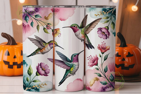 Watercolor Hummingbird 20oz Tumbler Wrap Sublimation PixelChick 