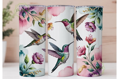 Watercolor Hummingbird 20oz Tumbler Wrap Sublimation PixelChick 
