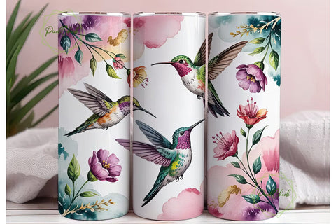 Watercolor Hummingbird 20oz Tumbler Wrap Sublimation PixelChick 