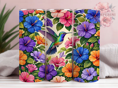 Watercolor Hummingbird Hibiscus 20oz Tumbler, Watercolor Hummingbird, Hibiscus Floral, Artistic Design, Sublimation Wrap, 20oz Tumbler, Tropical Aesthetic, Nature Charm Sublimation Li Zamperini 