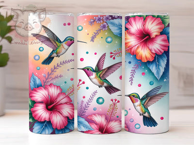 Watercolor Hummingbird Nature 20oz Tumbler Wrap, Hummingbird Design, Artistic Wings, Nature Wrap, Colorful Bird, 20oz Tumbler Wrap, Sublimation PNG Sublimation Lara' s Designs 