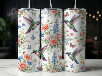 Watercolor Hummingbirds Floral 20oz Tumbler, Watercolor Birds, Hummingbird Floral, Floral Hummingbird, Hummingbird Tumbler, 20oz Tumbler, Watercolor Tumbler, Tumbler Wrap Sublimation SvggirlplusArt 