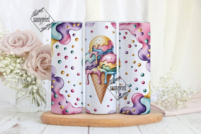 Watercolor Ice Cream 20oz Tumbler Wrap Sublimation sassyprint 