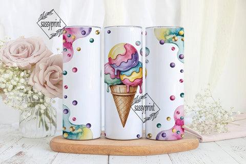 Watercolor Ice Cream 20oz Tumbler Wrap Sublimation sassyprint 