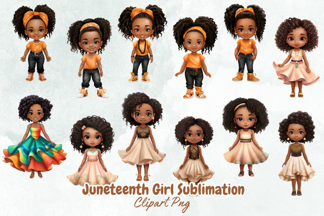 Watercolor Juneteenth Girl Sublimation Clipart Bundle Sublimation Designangry 
