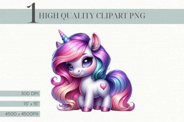 Watercolor Kawaii Rainbow Unicorn Illustration Sublimation BijouBay 