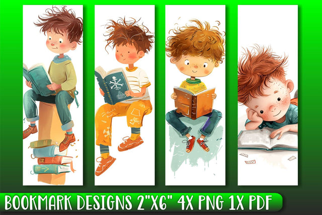 Watercolor Kids in Action Bookmark Set Sublimation afrosvg 